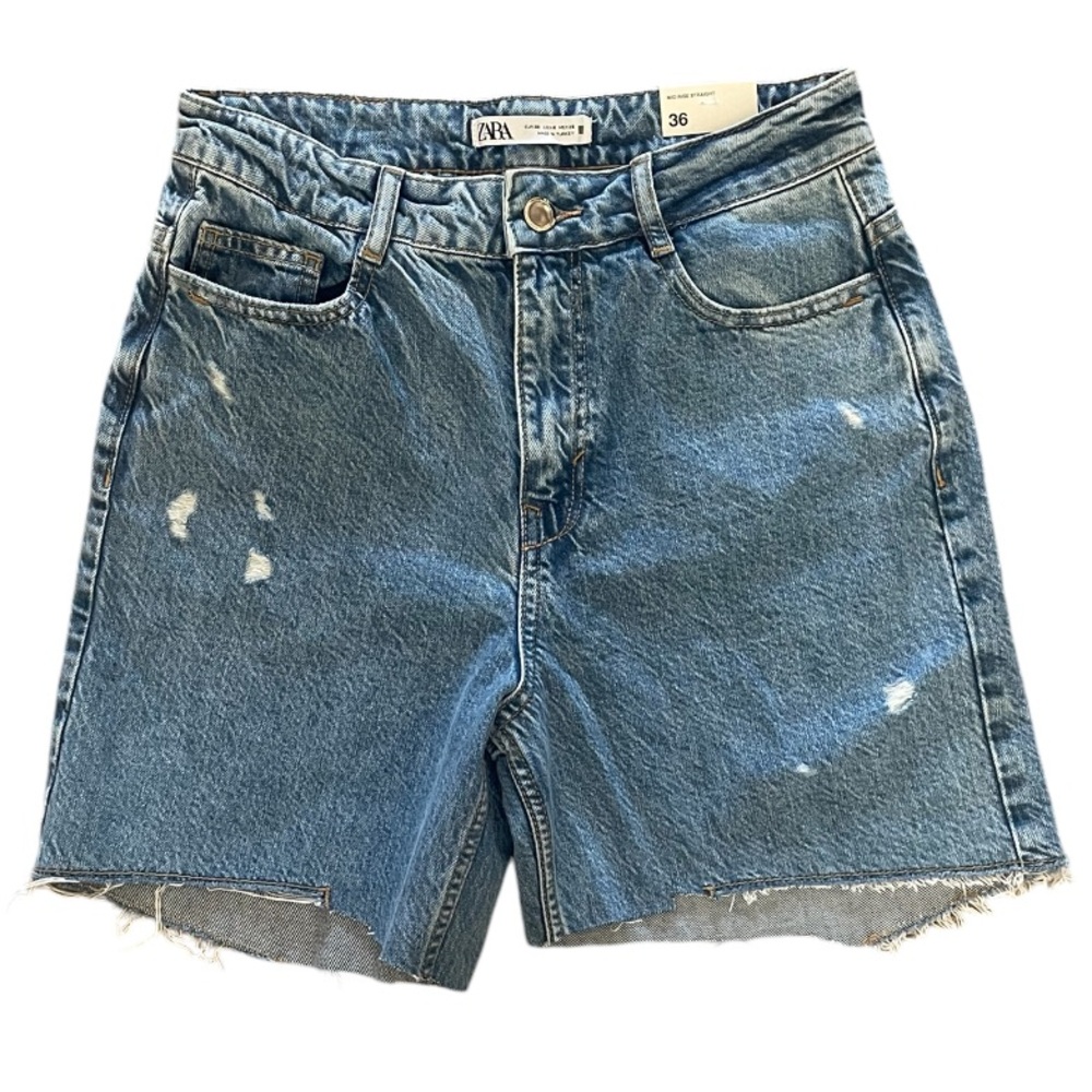 NWT Zara Mid Rise Straight Dad Shorts